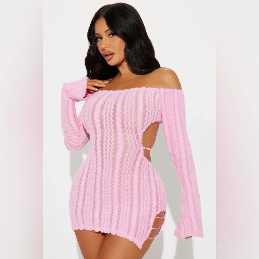 It's My World Sweater Micro Mini Dress - Pink